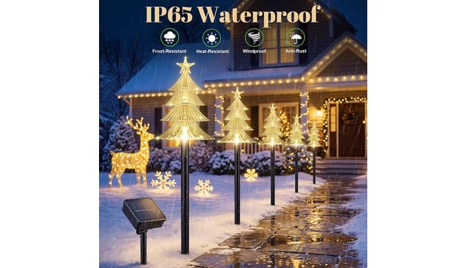 Solar Christmas Tree Pathway Lights Outdoor Decorations, 5 PCS thumbnail 5