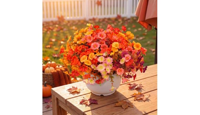 FULLMUSIC Autumn Artificial Flowers for Outdoor (10, Mixed Color A) thumbnail 1