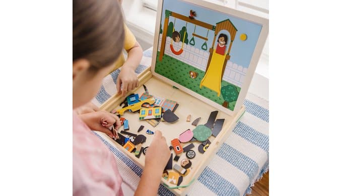 Melissa & Doug Wooden Magnetic Matching Picture Game with 119 Magnets and Scene Cards Magnetic Book Scenes for Kids Ages 3+ thumbnail 2