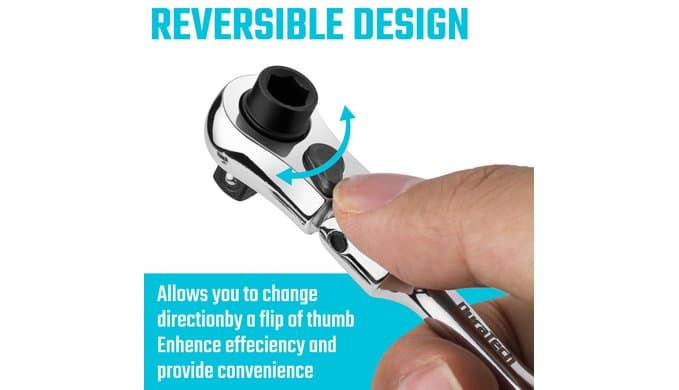 DURATECH 1/4" Drive Ratchet Handle, 2 in 1 Flex Head, Socket & Bit Driver thumbnail 4