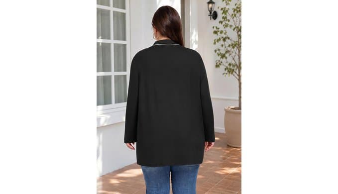 Lastshe Womens Plus Size Cardigan Long Sleeve Open Front Casual Sweater Lightweight Cardigans with Pockets thumbnail 3