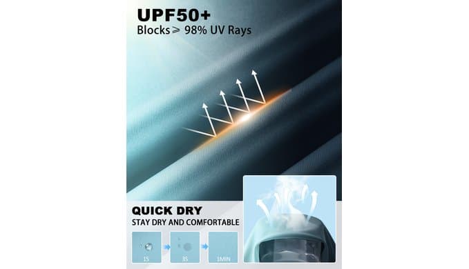 Men's UPF 50+ Sun Hoodie, Long Sleeve UV Protection Hooded Fishing Shirts, Lightweight Swim Surfing Rash Guard thumbnail 4