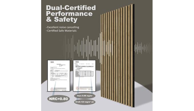 Acoustic Wall Panels, 2 Pack Wood Slat Wall Panel, Soundproof Wall Panels, 3D Textured Wall Decor for Ceiling and Wall, 47.2" x 23.6", in Walnut Finish thumbnail 3