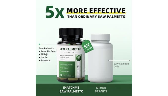 Saw Palmetto with Pumpkin Seed Extract Prostate Health for Men, 120 Count thumbnail 4