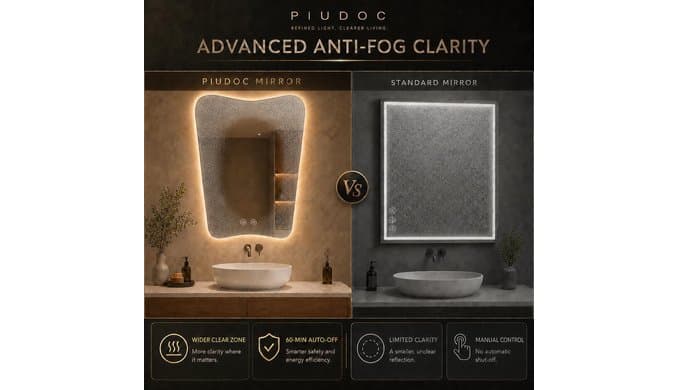 Irregular LED Bathroom Mirror, 24x36 Inch Frameless Backlit Vanity Mirror thumbnail 5