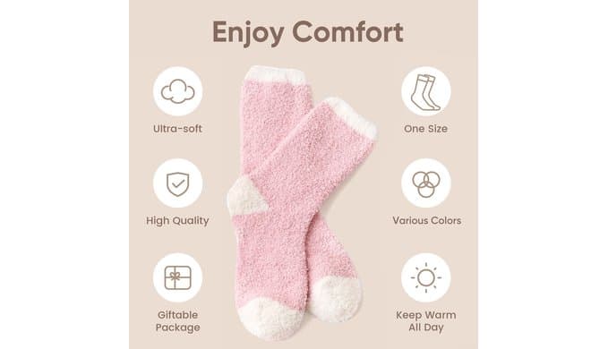 Snuggle Sac Warm Fuzzy Socks Christmas Socks for Women Super Soft Cozy Winter Slipper Socks Set Birthday Gifts For Her 4Pairs thumbnail 5