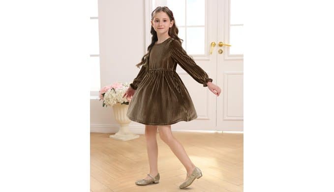Stelle Girls Long Sleeve Velvet Dress with Pockets 5-15 Years thumbnail 2