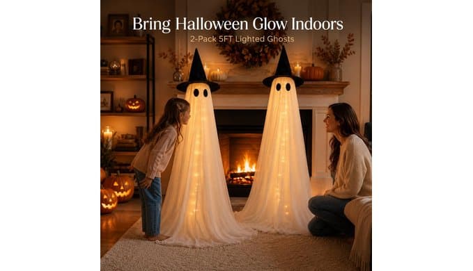 Halloween Decorations Outdoor 2 Pack 5FT Large Ghosts with Timer Remote thumbnail 3