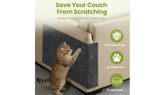 Cat Scratch Couch Furniture Protector, 78.7" x 15.8" Cat Scratcher Pad thumbnail 2