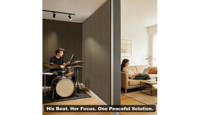 Acoustic Wall Panels, 2 Pack Wood Slat Wall Panel, Soundproof Wall Panels, 3D Textured Wall Decor for Ceiling and Wall, 47.2" x 23.6", in Walnut Finish thumbnail 5