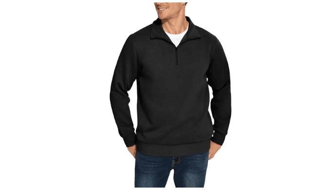 PINSPARK Men's Quarter Zip Pullover Sweatshirt Mock Neck Fleece Cotton thumbnail 1