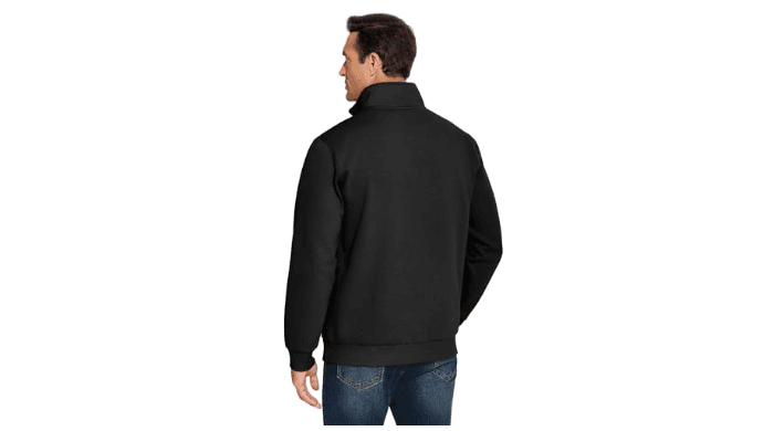 PINSPARK Men's Quarter Zip Pullover Sweatshirt Mock Neck Fleece Cotton thumbnail 2