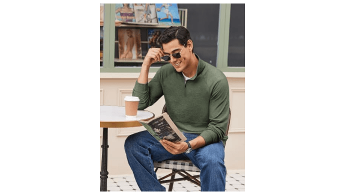 PINSPARK Quarter Zip Pullover Men Lightweight Long Sleeve Casual Sweatshirt thumbnail 2