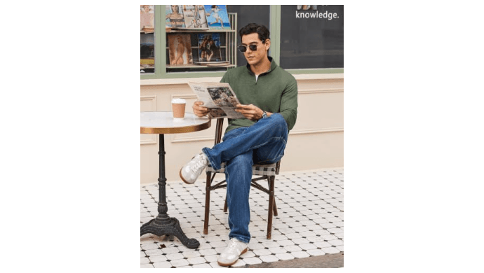 PINSPARK Quarter Zip Pullover Men Lightweight Long Sleeve Casual Sweatshirt thumbnail 5