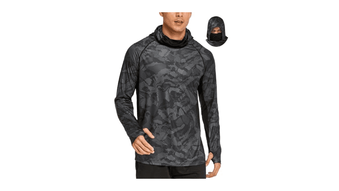 COOrun Men's Hooded Fishing Shirts UPF 50+ Long Sleeve Hoodie with Mask Lightweight Rash Guard for Men Camo SPF UV Sun Shirt thumbnail 1