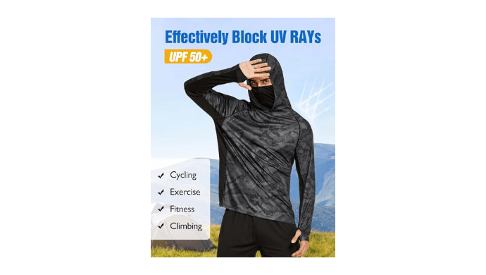 COOrun Men's Hooded Fishing Shirts UPF 50+ Long Sleeve Hoodie with Mask Lightweight Rash Guard for Men Camo SPF UV Sun Shirt thumbnail 4
