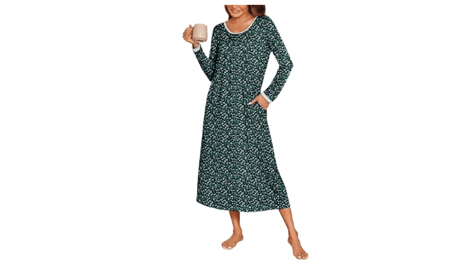 Ekouaer Nightgowns for Women Long Sleeve Nightshirts Full Length Sleepwear thumbnail 1