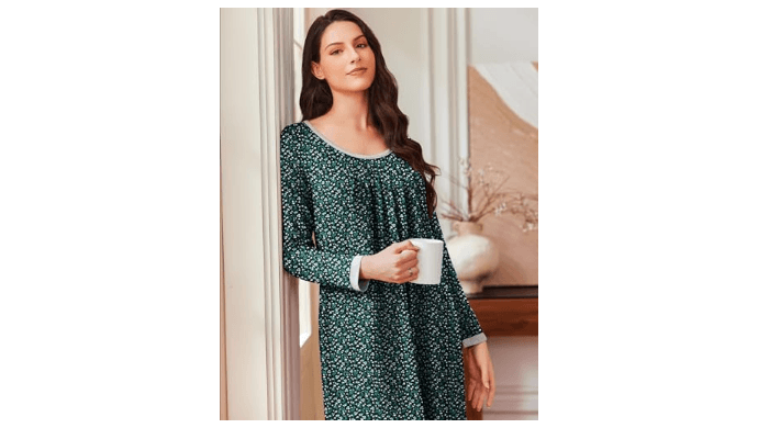 Ekouaer Nightgowns for Women Long Sleeve Nightshirts Full Length Sleepwear thumbnail 3