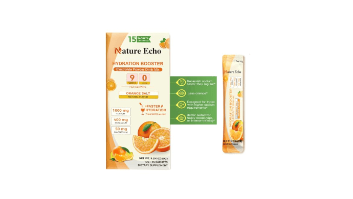 Nature Echo Electrolyte Powder Packets, 1000mg Sodium Oral Rehydration Salts, Sugar Free Hydration Drink Mix for Athletes, Marathoners & Outdoor Enthusiasts, Keto Friendly, Vegan, Gluten Free thumbnail 1