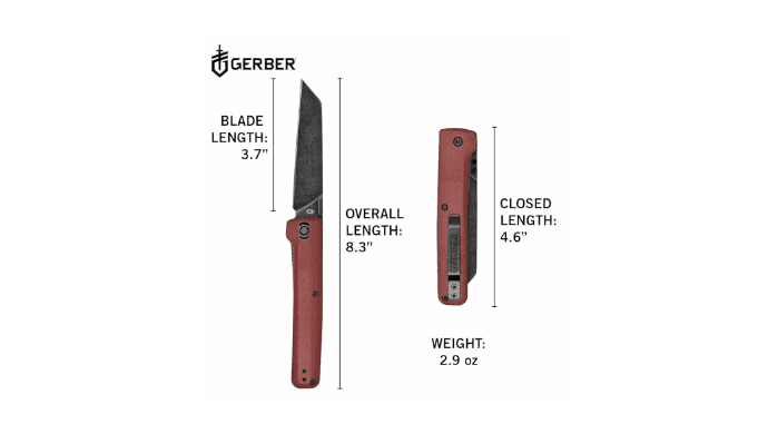 Gerber Pledge EDC Folding Pocket Knife w/Clip, Plain Edge Blade, Drab Red thumbnail 4