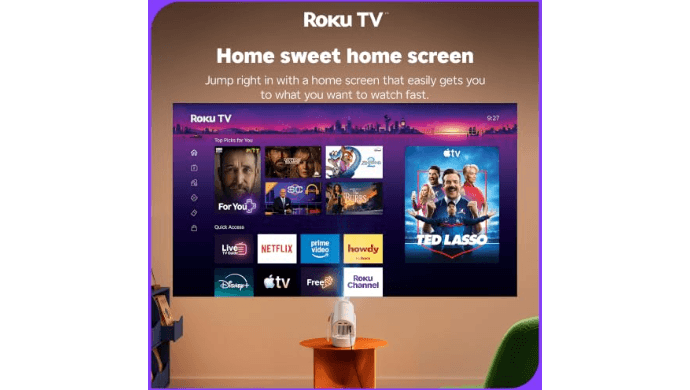 Aurzen Roku TV E1R Smart Portable Mini Projector with WiFi and Bluetooth thumbnail 6