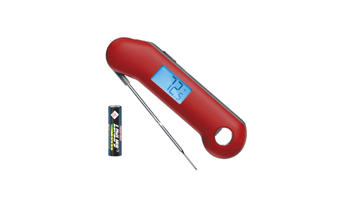 ThermoMaven Professional Digital Meat Thermometer, Ultra Fast 0.5 Sec Instant Read, NIST Certified Accurate to ±0.5°F, IP67 Waterproof, Backlit & Auto-Rotating Display, Auto Wake/Sleep, Dark Red&Gray thumbnail 1