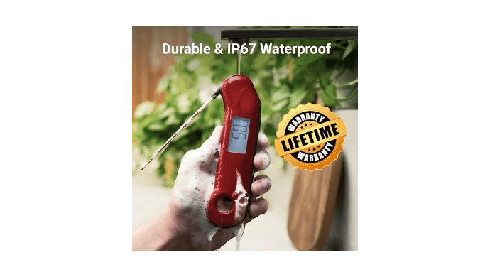 ThermoMaven Professional Digital Meat Thermometer, Ultra Fast 0.5 Sec Instant Read, NIST Certified Accurate to ±0.5°F, IP67 Waterproof, Backlit & Auto-Rotating Display, Auto Wake/Sleep, Dark Red&Gray thumbnail 5