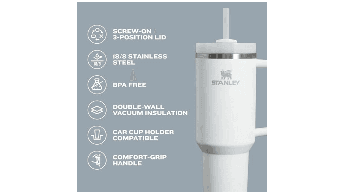 STANLEY Quencher H2.0 Flow State Tumbler, 14 oz, Stone thumbnail 4