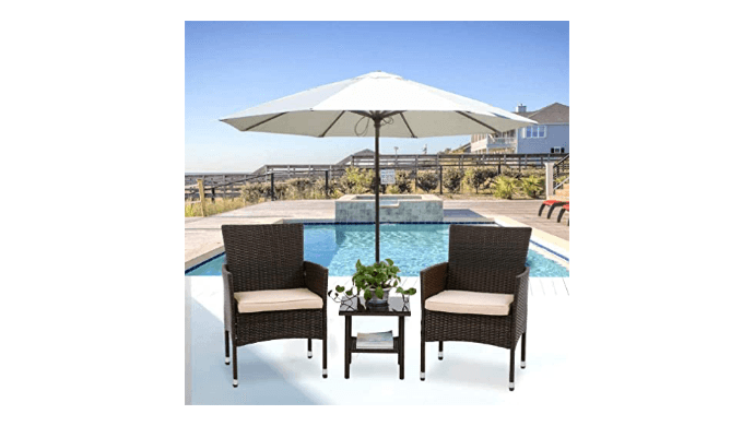 FDW 3-Piece Patio Furniture Set | Brown | Outdoor Wicker Furniture thumbnail 2