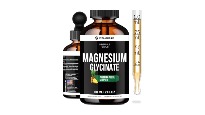 Magnesium Glycinate 500mg Liquid Drops – Sugar-Free Magnesium Supplement, Vegan Formula, 60 mL Flavor Pineapple thumbnail 1