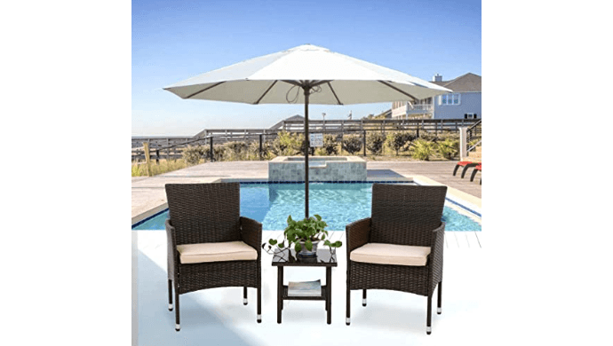 FDW 3-Piece Patio Furniture Set | Brown | Outdoor Wicker Furniture thumbnail 2