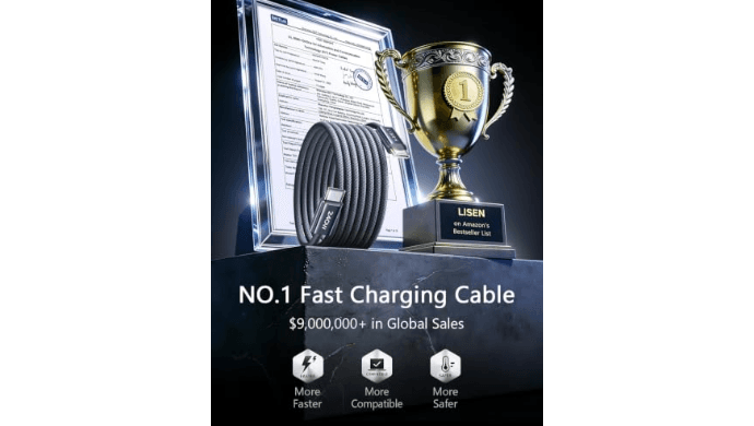 LISEN USB C to USB C Cable, 240W Fast Charging Type C Charger Cord (6.6FT) thumbnail 2