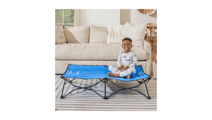 Regalo My Cot® Portable Toddler Bed, Foldable Kids Travel Bed & Camping Cot, Lightweight Sleeping Cot for Toddlers, Indoor/Outdoor, 46.5” x 24.5” x 9”, Royal Blue thumbnail 3