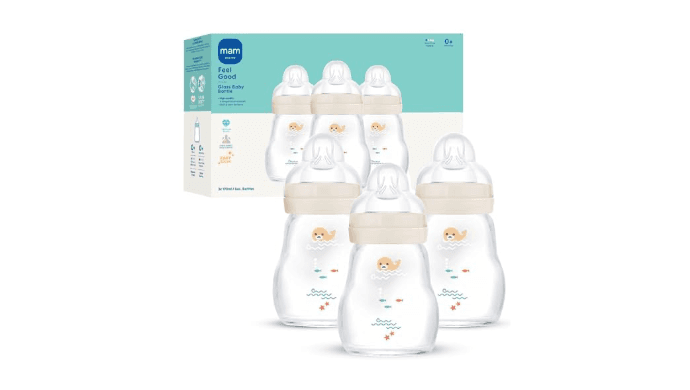 MAM 6oz Pure Glass Feel Good Anti-Colic 0+ Months Baby Bottle, 3 Pk, Unisex thumbnail 1