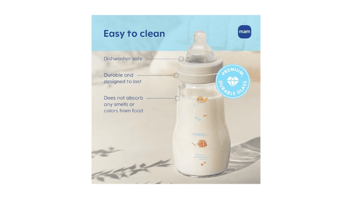 MAM 6oz Pure Glass Feel Good Anti-Colic 0+ Months Baby Bottle, 3 Pk, Unisex thumbnail 2