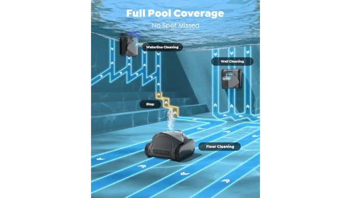 C1 Robotic Pool Vacuum for inground Pool with 180Mins Runtime, Gray thumbnail 4