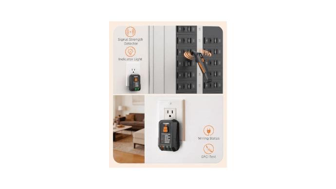 Focemta Circuit Breaker Finder and GFCI Outlet Tester - Digital Receiver with Color Screen & NCV Detection for Home Electrical Safety Including Carrying Case and Adapters 90-135V AC Circuits - FTCT02 thumbnail 6