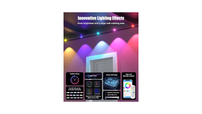POOFZY Permanent Outdoor Lights for House,200ft RGB+IC Smart Outdoor Decor, 50 Scene Modes,App/Remote Control,IP67 Waterproof,for Christmas,Easter,V-Day,Thanksgiving,Daily & Holiday Party Decor thumbnail 2