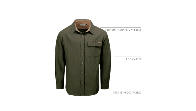 Drazivon Men's Button Down Long Sleeve 100% Cotton Flannel Shirt Green 2XL thumbnail 3