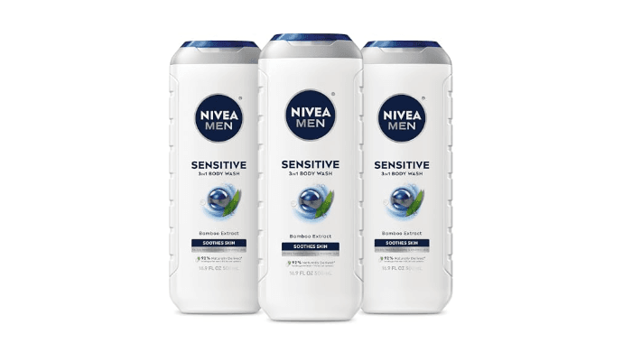 6-Count NIVEA MEN Sensitive 3-in-1 Body Wash, Mulitpack, 3 x 16.9 FL OZ thumbnail 1
