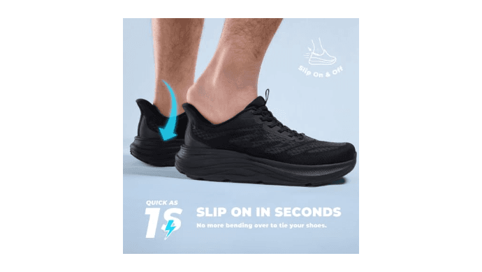 Coostar Men's Slip On Walking Shoes Cushioning Support Non Slip Breathable Cross Trainer Running Sneakers for Gym Workout Fashion Black Size 10 thumbnail 4