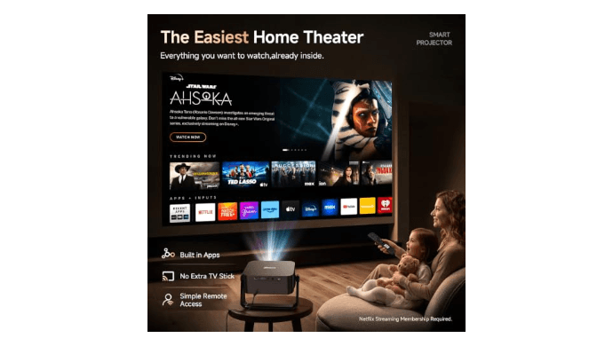 iSinbox Smart Outdoor Projector,Built-in Apps,180° Gimbal,Dolby Audio thumbnail 2