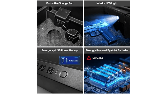CTSAFEPRO Gun Safe,Biometric Fingerprint Gun Safe for Handgun Pistol Safes thumbnail 4