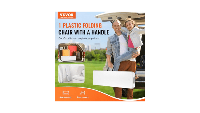 VEVOR Plastic Folding Bench, 6ft Portable Folding Bench, Smooth High Density Polyethylene Waterproof Outdoor Bench, Picnic Camping Table with Handle for Garden Soccer Playtime, White (1 Pack) thumbnail 4