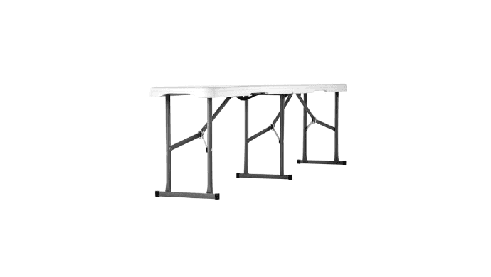 VEVOR Plastic Folding Bench, 6ft Portable Folding Bench, Smooth High Density Polyethylene Waterproof Outdoor Bench, Picnic Camping Table with Handle for Garden Soccer Playtime, White (1 Pack) thumbnail 6