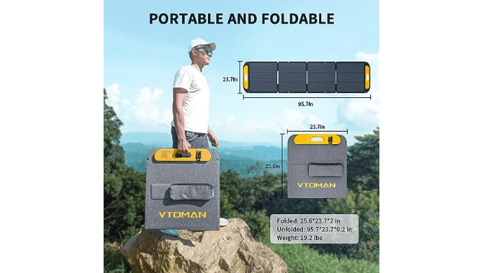 VTOMAN VS200 200W 19V Portable Solar Panel for Power Station thumbnail 2