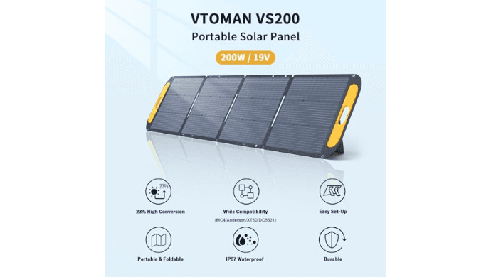 VTOMAN VS200 200W 19V Portable Solar Panel for Power Station thumbnail 4