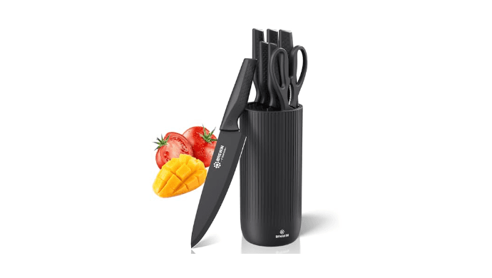 Knife Set, Brewin Kitchen Knife Set, Knives Set for Kitchen, Universal Knife Block, Utility Knife Block Set, New Home Essentials, Apartment Essentials, Camping Essentials, RV Essentials thumbnail 1