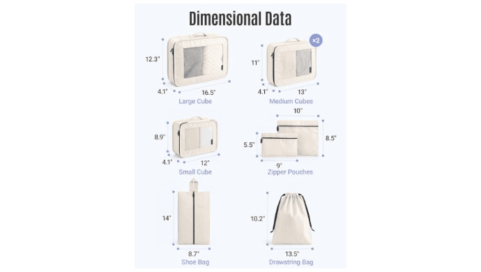 LIGHT FLIGHT 8 Set Packing Cubes for Travel, Cruise Ship Travel Essentials thumbnail 5