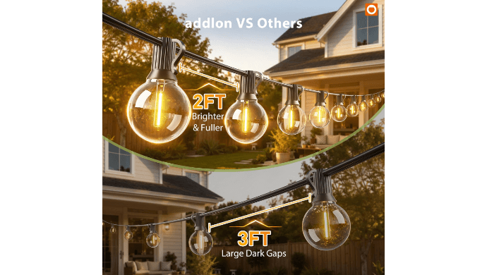 addlon 100FT 54LED Solar String Lights Outdoor Waterproof with Remote, USB thumbnail 3